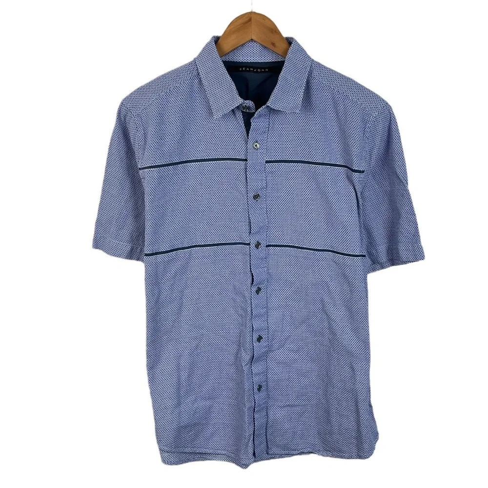 BF251 Mens Sean John Designer Urban Short Sleeve Button Down Shirt L